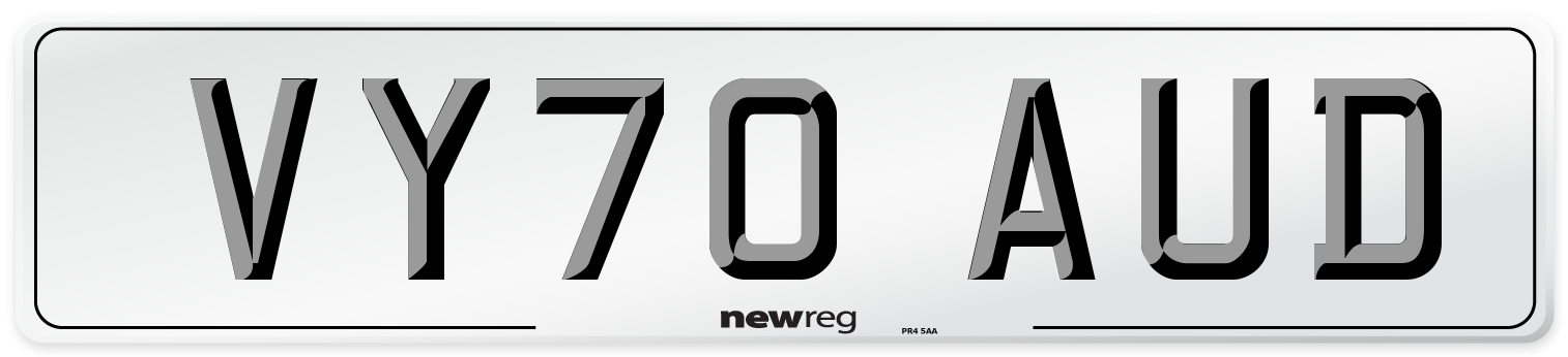 VY70 AUD Number Plate from New Reg